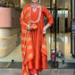 The52 Rust Women's Gorgeous Embroidered Work Chanderi Fabric Flared Kurta Pant and Dupatta Set - Swadesiicart