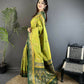Joban Fashion Light Green Banarasi Soft Silk Peacock Butta Work Saree | Swadesiicart