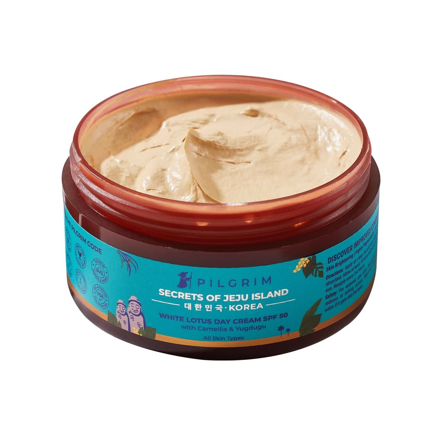 Pilgrim Korean White Lotus Day Cream SPF 50 With Camellia And Yugdugu - Swadesiicart