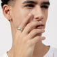 NVR Men's Rhodium-Plated Silver-Toned Stainless Steel Finger Ring - Swadesiicart