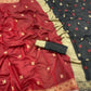 DEIANA'S Beautiful Designer Golden zari Soft Cotton Saree - Red - Swadesiicart