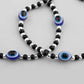 VOJ Set of 2 Silver Plated Evil Eye With Black And Silver Beads Anklet - Swadesiicart