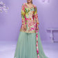 Anaita Sea Green Chinon Readymade Palazzo Suit with Digital Embroidery Work