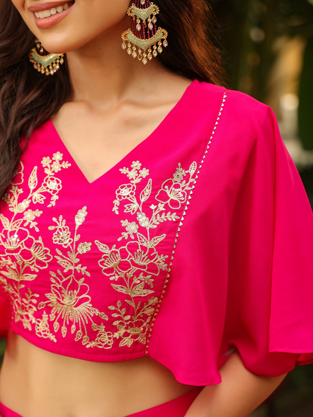 Janasya Pink Georgette Yoke Embroidery Co-Ords - Swadesiicart