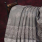 Grey Colored Block Printed Semi Chanderi Saree By Gayathri Reddy Designer Studio | Swadesiicart