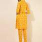 Janasya Women's Yellow Cotton Ikkat Printed Casual Straight Co-ords - Swadesiicart