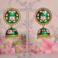 Green Round Shape Ethnic Meenakari Jhumki Earrings By House of Ree - Swadesiicart
