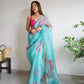 Vamsee Sky Blue Organza Saree - Swadesiicart