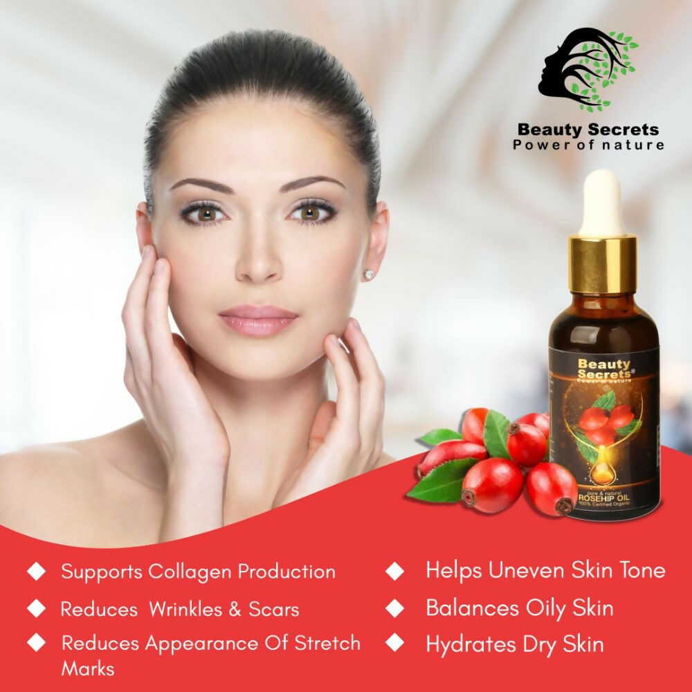 Beauty Secrets Certified Organic Rosehip Oil for Face and Body | Swadesiicart