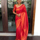DEIANA'S Beautiful Designer Golden zari Soft Lichi Silk Saree - Red - Swadesiicart