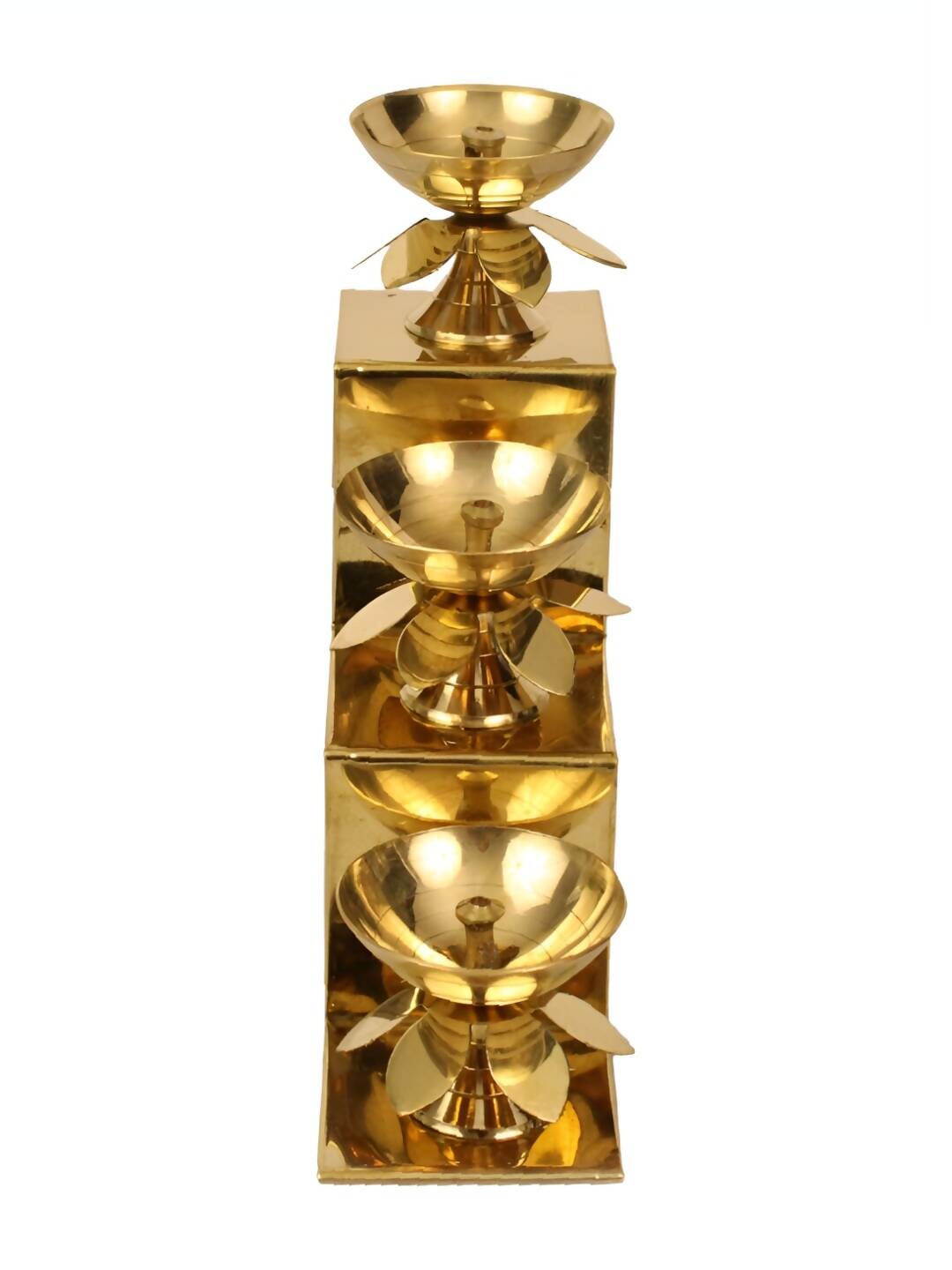 Spillbox Gold-Tone Brass 3 Step Diya | Swadesiicart