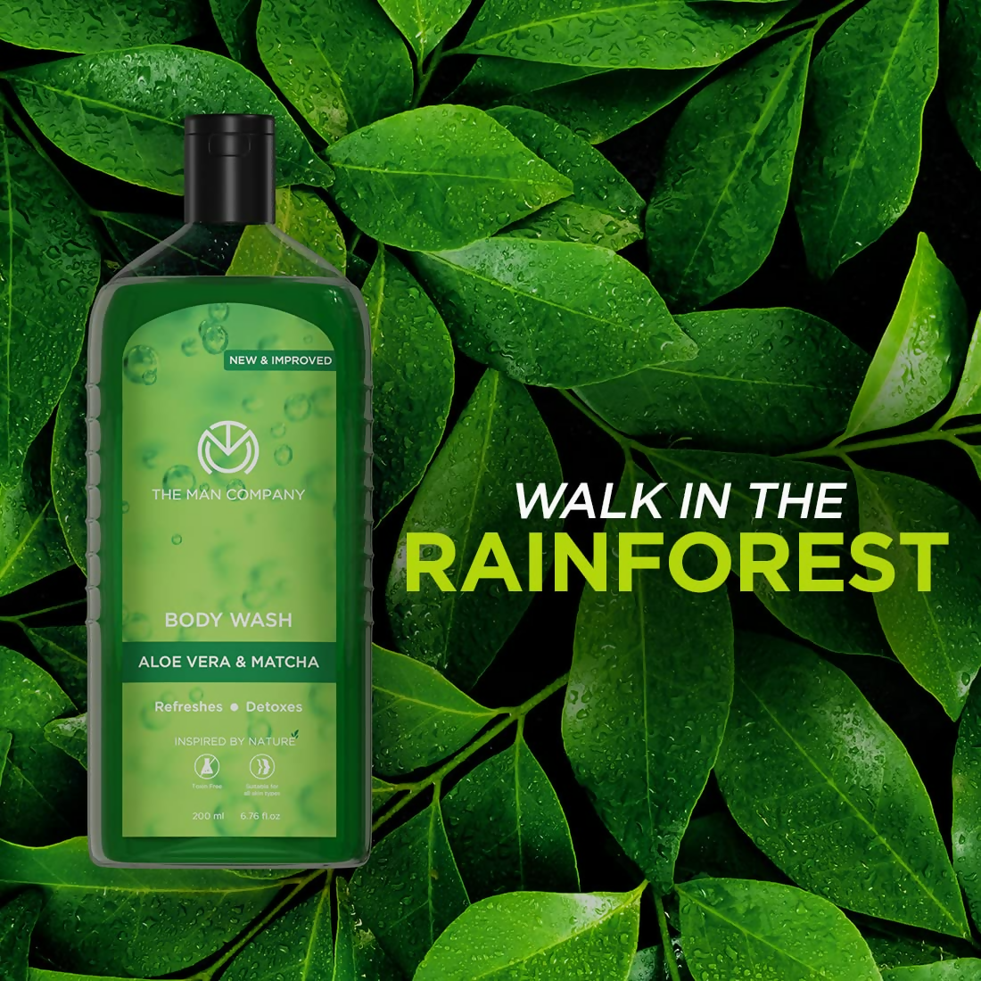 The Man Company Aloe Vera & Matcha Body Wash For Glowing & Smooth Skin Enriched With Green Tea & Moringa Leaf Extract | Swadesiicart