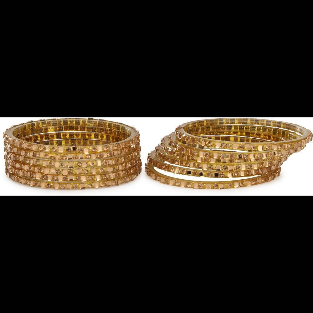 Afast Bridal Wedding & Party Fashionable Colorful Glass Bangle/Kada Set, Pack Of 12 - Yellow - Afast Enterprises