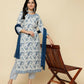 Designer Stylish White Keri cotton Stitched Suit With Dupatta - Tanisha | Swadesiicart