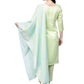 Ahalyaa Women's Sea Green Cotton Blend Solid Kurta Trouser Set With Dupatta | Swadesiicart