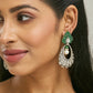Nuyug 22K Gold-Plated Zircon Studded & Pearl Teardrop Shaped Dangler Earrings | Swadesiicart