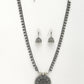 NVR Women's Silver-Toned Floral Shape Oxidized Necklace with Jhumka Earrings - Swadesiicart