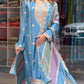 Prazu Fashion Sky Blue Faux Georgette Embroidered Palazzo Suit - Swadesiicart