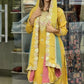 Prazu Fashion Yellow Faux Georgette Embroidered Palazzo Suit - Swadesiicart