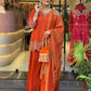 Prazu Fashion Designer Orange Georgette Embroidered Plazzo Suit - Swadesiicart