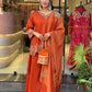 Prazu Fashion Designer Orange Georgette Embroidered Plazzo Suit - Swadesiicart