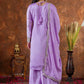 Prazu Fashion Lavender Chinon Silk Embroidered Codding Work Plazzo Suit - Swadesiicart