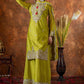 Prazu Fashion Lime Green Chinon Silk Embroidered Codding Work Plazzo Suit - Swadesiicart