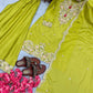 Prazu Fashion Lime Green Chinon Silk Embroidered Codding Work Plazzo Suit - Swadesiicart