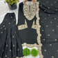 Prazu Fashion Black Chinon Silk Embroidered Plazzo Suit - Swadesiicart