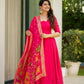 Prazu Fashion Designer Red Chinon Silk Anarkali Suit - Swadesiicart