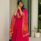 Prazu Fashion Designer Red Chinon Silk Anarkali Suit - Swadesiicart