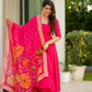 Prazu Fashion Designer Red Chinon Silk Anarkali Suit - Swadesiicart