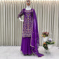 Prazu Fashion Purple Georgette Embroidered Plazzo Suit - Swadesiicart