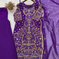 Prazu Fashion Purple Georgette Embroidered Plazzo Suit - Swadesiicart