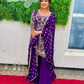 Prazu Fashion Purple Georgette Embroidered Plazzo Suit - Swadesiicart