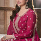Prazu Fashion Pink Chinon Silk Embroidered Palazzo Suit - Swadesiicart