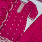 Prazu Fashion Pink Chinon Silk Embroidered Palazzo Suit - Swadesiicart