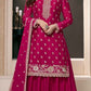 Prazu Fashion Pink Chinon Silk Embroidered Palazzo Suit - Swadesiicart