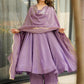Prazu Fashion Lavender Silk Designer Anarkali Palzzo Suit - Swadesiicart