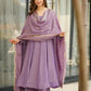 Prazu Fashion Lavender Silk Designer Anarkali Palzzo Suit - Swadesiicart