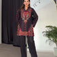 Prazu Fashion Black Crep Silk Printed Top With Pant - Swadesiicart