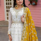 Prazu Fashion Off White Georgette Embroidered Anarkali Suit - Swadesiicart