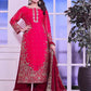 Prazu Fashion Red Silk Embroidered Palazzo Suit - Swadesiicart