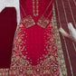 Prazu Fashion Red Silk Embroidered Palazzo Suit - Swadesiicart