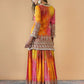 Prazu Fashion Yellow And Pink Chinon Silk Embroidered Palazzo Suit - Swadesiicart