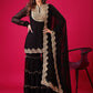 Prazu Fashion Black Georgette Embroidered Plazzo Suit - Swadesiicart