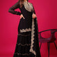 Prazu Fashion Black Georgette Embroidered Plazzo Suit - Swadesiicart