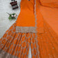 Prazu Fashion Orange Georgette Sequence Palazzo Suit - Swadesiicart