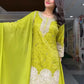 Prazu Fashion Lime Yellow Chinon Silk Embroidered Palazzo Suit - Swadesiicart