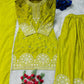Prazu Fashion Lime Yellow Chinon Silk Embroidered Palazzo Suit - Swadesiicart